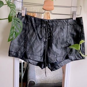 Vegan Leather Lace-up Hot Girl Shorts